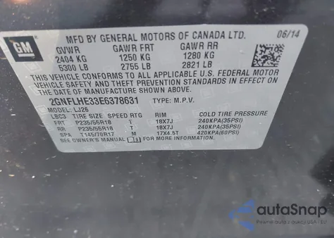 2014 Chevrolet Equinox Ltz from USA, damaged, VIN 2GNFLHE33E6378631